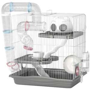 Complete Multi-Level Hamster Cage with Water Bottle, Food Bowl & Tunnel System